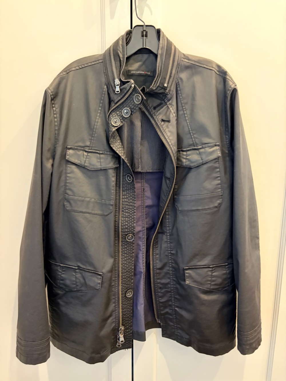 John Varvatos Black Military-Style Field Jacket